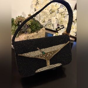 Elegant Black Beaded Handbag